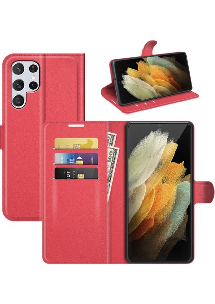 Samsung Galaxy S22 Ultra 5g Litchi Texture Flip Pu Kılıf Için (Yurt Dışından)