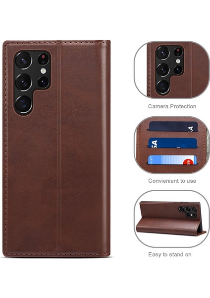 Samsung Galaxy S22 Ultra Için Buzağı Dokusu Pu Telefon Kılıfı (Yurt Dışından) fırsatları