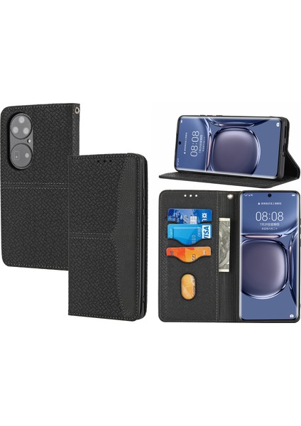 Huawei P50 Pro Dokuma Doku Pu Deri Kılıf Için (Yurt Dışından)