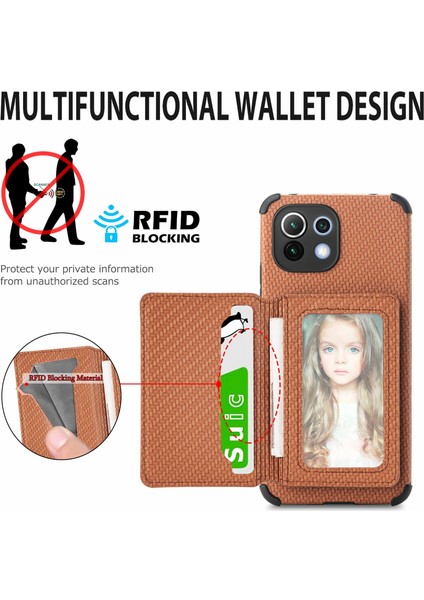 Xiaomi Mi 11 Lite Için Karbon Fiber Manyetik Kart Çantası Kılıfı (Yurt Dışından) fırsatları