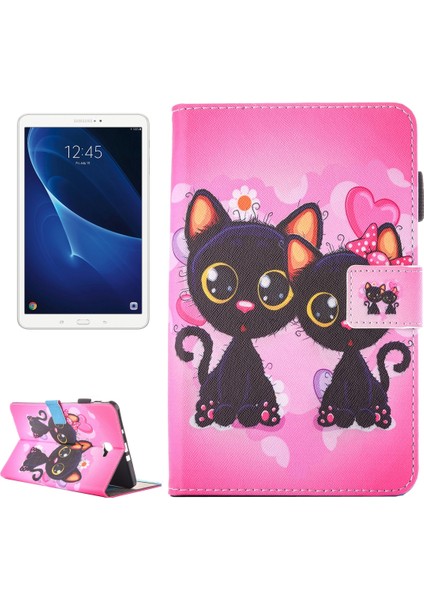 Galaxy Tab A 10.1 (2016) / T580 Şeftali Çiçeği Desenli Pu Kılıf Için (Yurt Dışından)