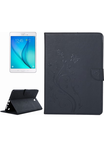 Galaxy Tab A 8.0 T350 Için Preslenmiş Çiçekler Pu Kılıf (Yurt Dışından)