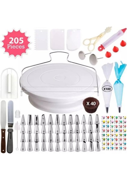 205 Parça Pasta Süsleme Döner Tabla Seti (Yurt Dışından)