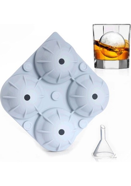 Silikon 4 Delikli Buz Topu Kalıbı Top Şekli (Mavi) (Yurt Dışından)