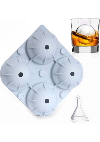 Silikon 4 Delikli Buz Topu Kalıbı Top Şekli (Mavi) (Yurt Dışından) fiyatları