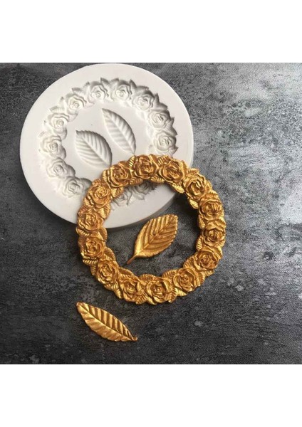 2 Adet Gül Çelenk Gül Yaprağı Silikon Fondan Kalıp Kek Kenar Dekorasyon Aracı Pişirme Tutkal Kalıp (Yurt Dışından)