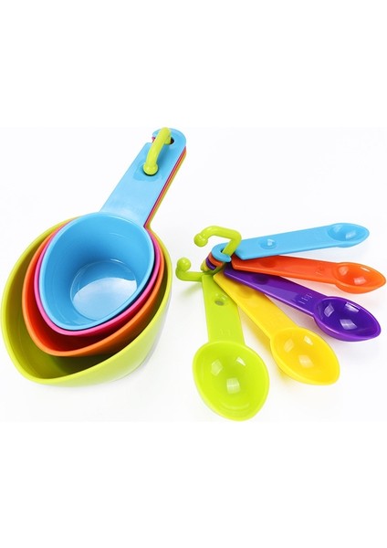 9'u 1 Arada Renkli Sivri Plastik Ölçü Kaşığı (Yurt Dışından)