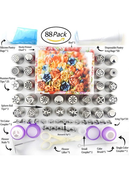 88'li Dekorlu Ağız Seti 88 Parça (Yurt Dışından) fiyatları