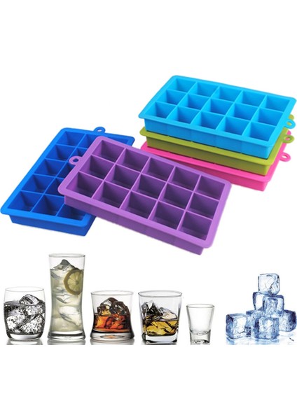 15 S Dıy Büyük Buz Küpü Kalıp Kare Şekli Silikon Buz Tepsisi Meyve Dondurma Makinesi (Yurt Dışından) fiyatları