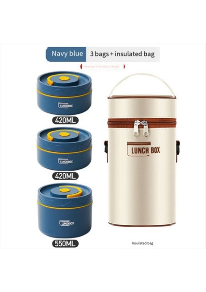 Gıda Sıcak Öğle Yemeği Kabı, Paslanmaz Çelik Termal Öğle Yemeği Konteyner Taşınabilir Termal Bento Kutusu Gıda Konteyneri Mavi B (Yurt Dışından)