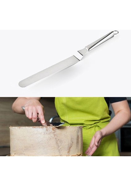 Paslanmaz Ste Krem Spatula Paslanmaz Ste Bl Kek Spatula Pişirme Kazıyıcı Pişirme Araçları (6-Inç Kavisli) (Yurt Dışından)