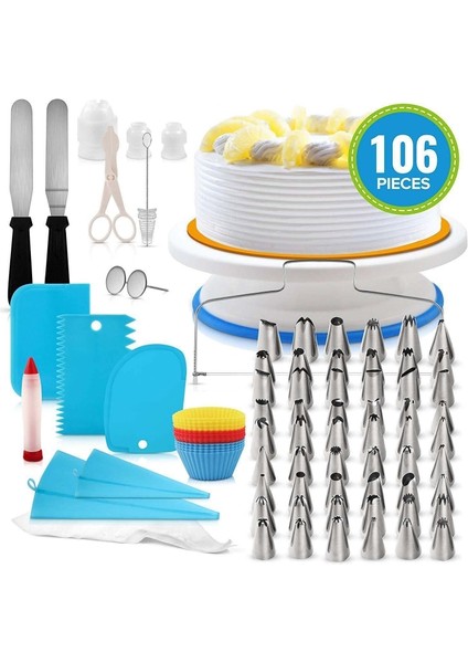 106 Parça Pasta Döner Tabla Seti 106 Parça Mavi (Yurt Dışından) fiyatları