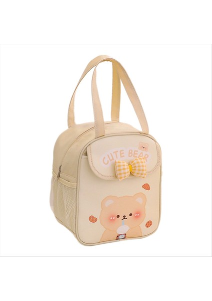 Kawaii Kızlar Için Öğle Yemeği Çantası Sevimli Öğle Yemeği Kutusu Çanta Yalıtılmış Çanta Yeniden Kullanılabilir Çanta Sıcak Veya Soğuk Iş Bej (Yurt Dışından)