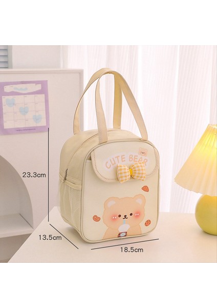 Kawaii Kızlar Için Öğle Yemeği Çantası Sevimli Öğle Yemeği Kutusu Çanta Yalıtılmış Çanta Yeniden Kullanılabilir Çanta Sıcak Veya Soğuk Iş Bej (Yurt Dışından) fırsatları