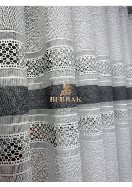 Striea Gri Şerit Tül Perde (Pilesiz Düz) indirimleri