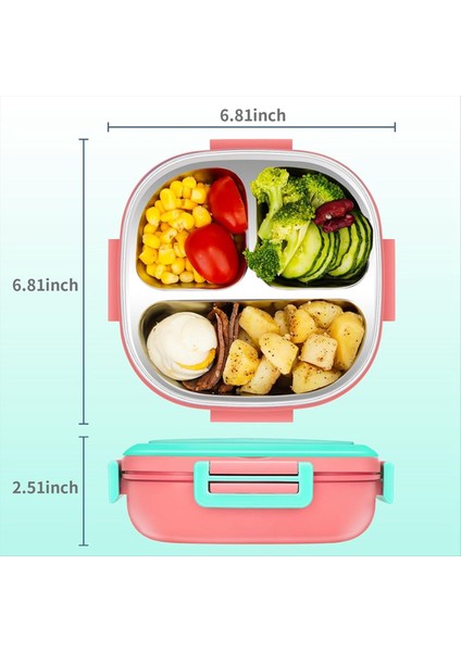Paslanmaz Çelik Çocuk Bento Kutusu, Sızıntı Kanıtı, 3 Bölmeli, 1 Ila 3 Pembe Için Çatal Bıçak Takımı-Ideal Porsiyon Boyutlarına Sahip Öğle Yemeği Kutusu (Yurt Dışından) fırsatları