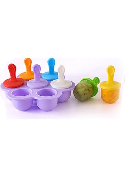 Silikon Mini Buz Pops Kalıp Dondurma Topu Lolly Maker Popsicle Kalıpları Bebek Dıy Gıda Takviyesi Aracı (Yurt Dışından)