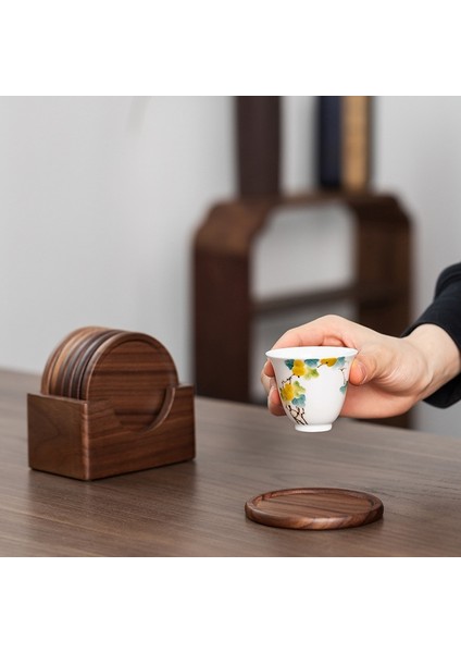 6 Adet/takım Ceviz Bardak Altlığı Ahşap Çay Töreni Tepsisi (Yurt Dışından)