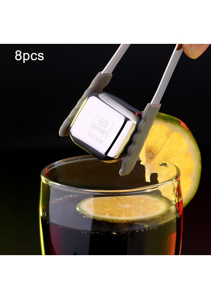8 Pcs Paslanmaz Çelik Soğutma Yeniden Kullanılabilir Buz Küpleri (Yurt Dışından)