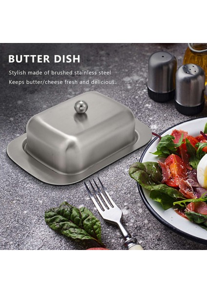 Paslanmaz Çelik Tereyağı Yemek Kutusu Konteyner Zarif Peynir Sunucusu Depolama Kaleci Tepsisi, Tutulması Kolay Kapak (Yurt Dışından) fiyatları