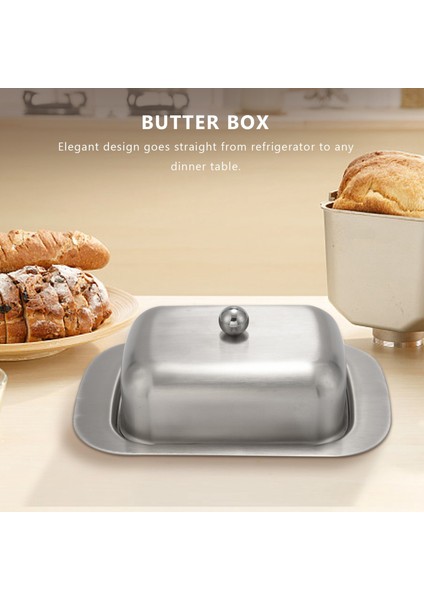 Paslanmaz Çelik Tereyağı Yemek Kutusu Konteyner Zarif Peynir Sunucusu Depolama Kaleci Tepsisi, Tutulması Kolay Kapak (Yurt Dışından) modelleri