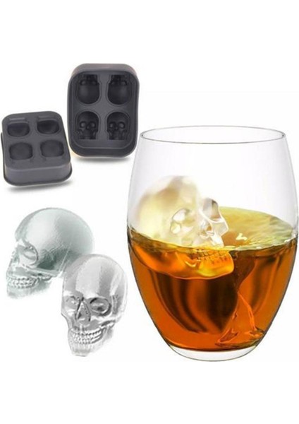 Cadılar Bayramı 3D Kafatası Kafa Buz Küpü Kalıbı (Yurt Dışından)