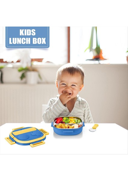 Paslanmaz Çelik Çocuk Bento Kutusu, Sızıntı Geçirmez, 3 Bölmeli, 1 Ila 3 Mavi Için Çatal Bıçak Takımı-Ideal Porsiyon Boyutlarına Sahip Öğle Yemeği Kutusu (Yurt Dışından) fırsatları