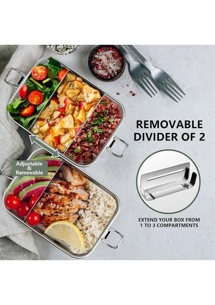 47OZ Bento Kutusu, Gençler Için Paslanmaz Çelik Öğle Yemeği Kutusu, 2 Esnek Bölmeli Metal Bento Kutusu, 1400ML Öğle Yemeği Kutusu (Yurt Dışından) fırsatları