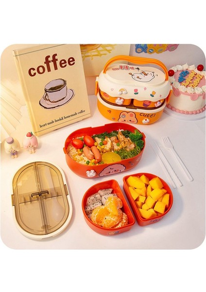 Çocuklar İçin Sevimli Ayı Öğle Yemeği Kutusu Yetişkinler için Taşınabilir Plastik Öğle Yemeği Kutusu Mikrodalgada Okul Çocukları Yemek Kutusu Kahverengi (Yurt Dışından)