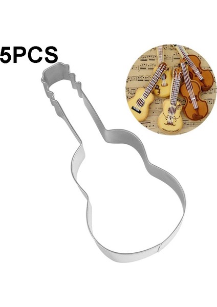 5 Adet Gitar Şekli Pişirme Bisküvi Kalıbı (Yurt Dışından)