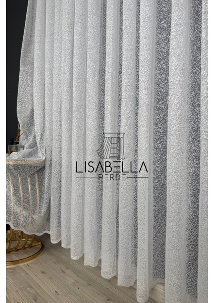 Kumsal (1x2.5 Pile Dikişli) Modern Kum Desen Dokulu Tül Perde