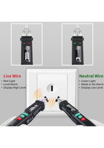 Elektrik Test Cihazı Kalemi Temassız Gerilim W/lcd Ekran Çift Aralıklı Ac Dedektörü 12V/48V-1000V (Yurt Dışından) modelleri
