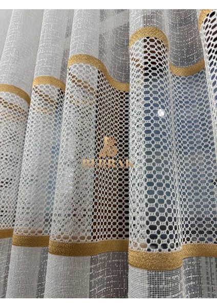 Liora Gold Şeritli Tül Perde (1x3 Sık Pile) fırsatları