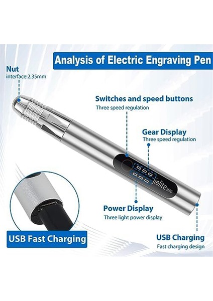 Elektrikli Gravür Kalemi, 10W 3.7V 380MAH Çok Amaçlı Döner Gravür Kalemi, Metal Plastik Cam Için Gösterge Işığı ile (Yurt Dışından) fiyatları