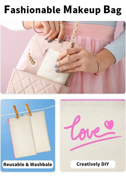 16 Paket 8 Renk Fermuarlı Boş Kanvas, Dıy Craft Kalem Çantası, Çok Fonksiyonlu Seyahat Kozmetik Çantası (Yurt Dışından) modelleri