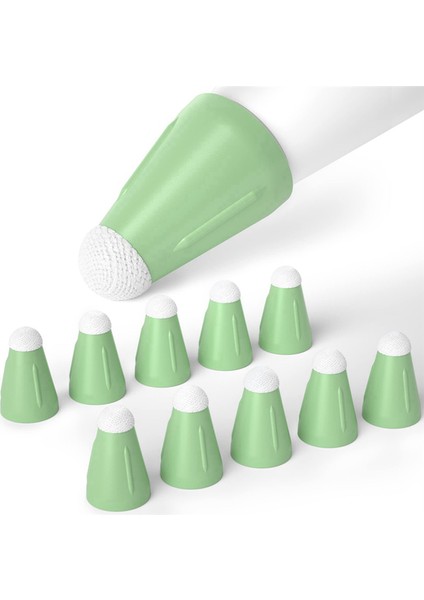 Kalem Için 1/2nd 10 Adet Silikon Yedek Ipuçları Kapak Dokunmatik Ekran Stylus Kalem Kutusu Ucu, Matcha Yeşil (Yurt Dışından)