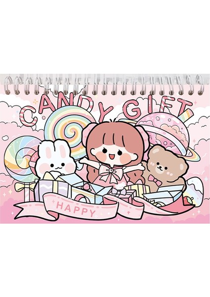 50 Adet Kawaii Karikatür Karakter Desen Etiket Bobin Kitabı Kızın Hediyesi (Yurt Dışından)
