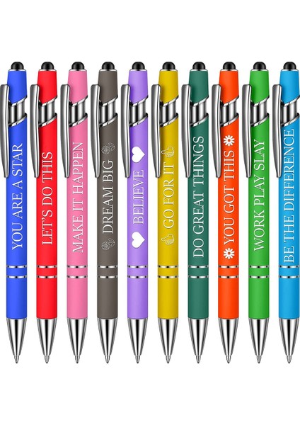 10 Adet Tükenmez Kalemler Ofis Ilham Verici Tırnaklar Snarky Ekran Dokunmatik Stylus Kalem Teşvik Edici Kutsal Yazılar Siyah Mürekkep, B (Yurt Dışından)
