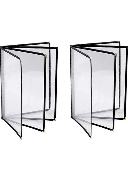2pcs Menü Kapakları 8,5 x 11 Inç Restoran Tutacağı 4 Sayfa 8 Görünüm Şeffaf Kılıf, A4 Boyutlu Kağıt'a Uyar (Siyah) (Yurt Dışından)