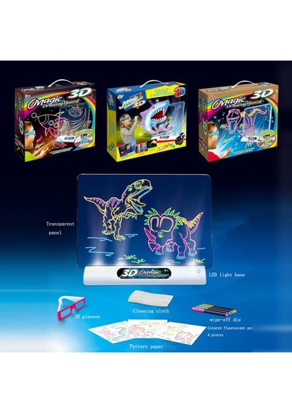 3D Sihirli Çizim Tahtasında Eskiz Defteri Tablet Işık Efektleri Bulmaca Çocuklar Hediyeler LED Işıklar Glow Dıy Sanat Oyuncaklar(B) (Yurt Dışından) fiyatları