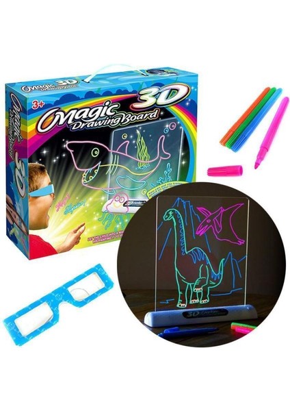 3D Sihirli Çizim Tahtasında Eskiz Defteri Tablet Işık Efektleri Bulmaca Çocuklar Hediyeler LED Işıklar Glow Dıy Sanat Oyuncaklar(B) (Yurt Dışından) fırsatları