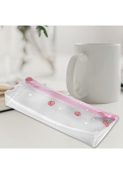 Adet Kawaii Şeftali Süt Şeffaf Pvc Kalem Kutusu Kırtasiye Saklama Çantası Okul Malzemeleri Hediye (Yurt Dışından) modelleri
