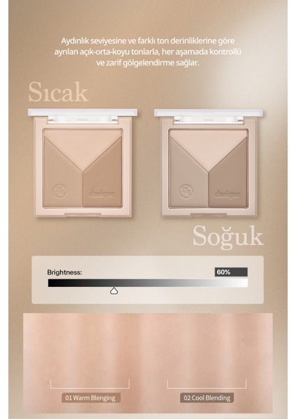 Doğal Gölgelendirme Sunan 3'lü Kontür Paleti Dasıque V Cut Blending Shading (#02 Cool Blending)