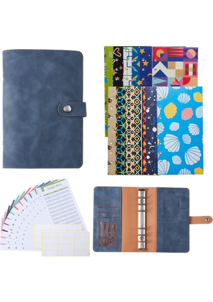 A6 Pu Deri Defter Bağlayıcı Bütçe Planlayıcısı Organizatör Kapak Zarf Cepler ve Gider Sayfası Koyu Mavi (Yurt Dışından)