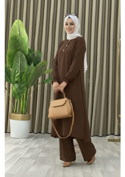 Tesettür Ikili Takım Uzun Tunik Bol Paça Pantolon fiyatları
