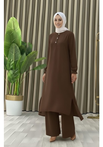 Tesettür Ikili Takım Uzun Tunik Bol Paça Pantolon modelleri