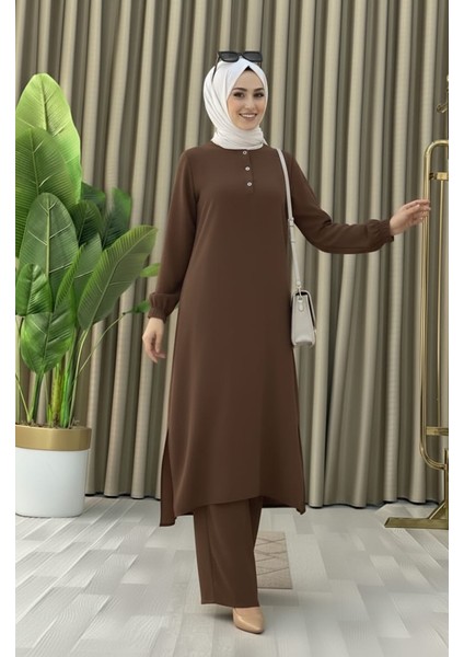 Tesettür Ikili Takım Uzun Tunik Bol Paça Pantolon