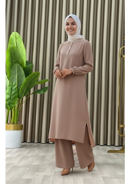 Tesettür Ikili Takım Uzun Tunik Bol Paça Pantolon