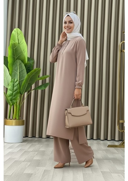 Tesettür Ikili Takım Uzun Tunik Bol Paça Pantolon fırsatları