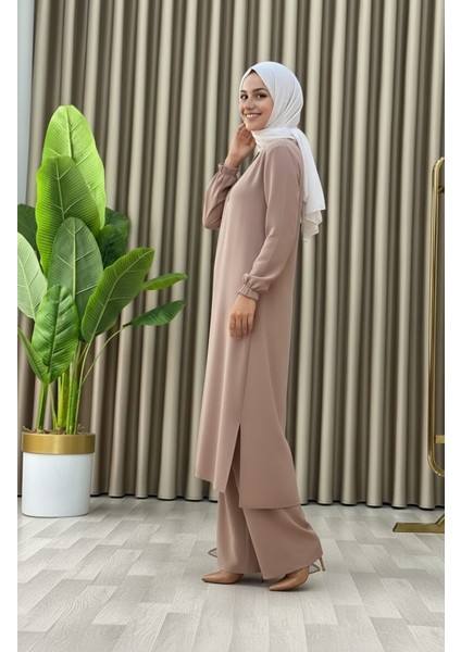 Tesettür Ikili Takım Uzun Tunik Bol Paça Pantolon indirimleri